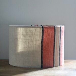 Pantalla Lámpara Rayas Coral y Negro