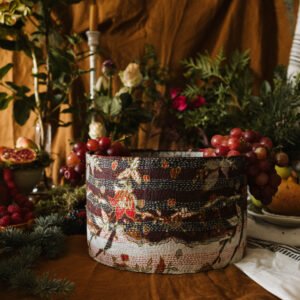 Pantalla Lámpara Estampado Morada Tela Antigua